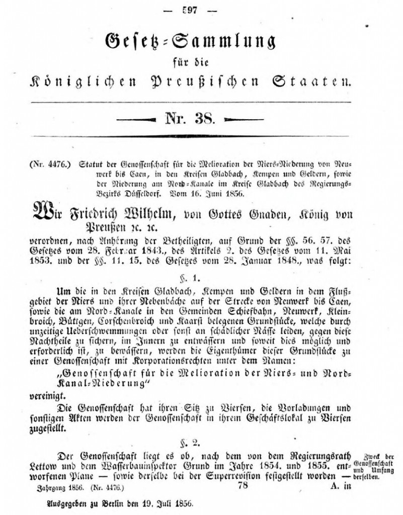 Gründungsurkunde von 1856